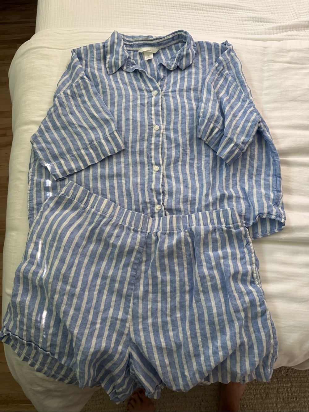 H&M Blue & White Striped Linen Set